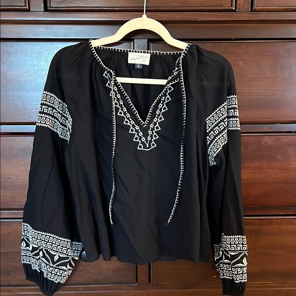 Black Embroidered Women's Top